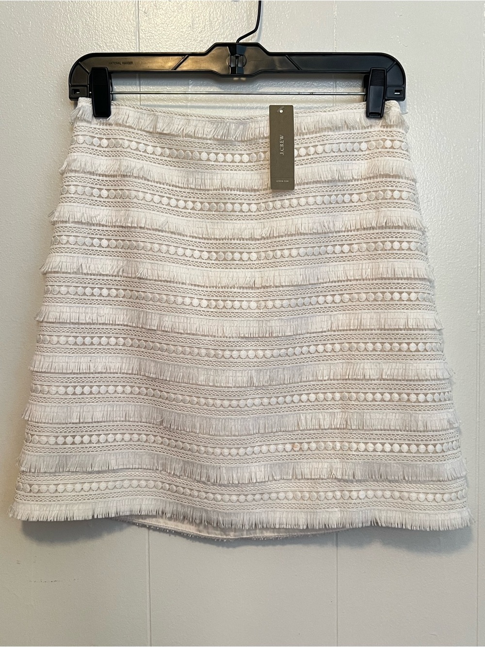 J. Crew Mini Skirt In Fringy Lace NWT Ivory